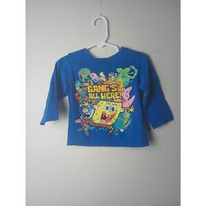 Vtg Nickelodeon SpongeBob SquarePants Blue T-Shirt 2013 Y2K Infant 12-18 Months